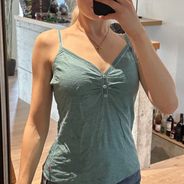 Soft Grey Trägertop türkis aus Wolle Gr. S–M