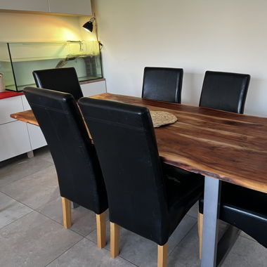 6 chaises salle à manger en simili cuir noir 