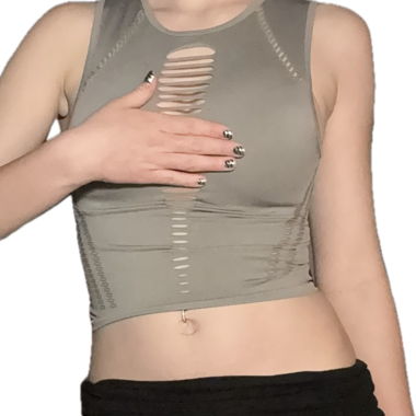 Haut sans manches avec découpes gris