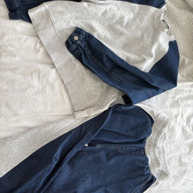 Half-denim jogging set