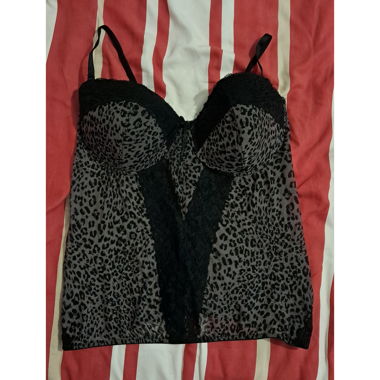 Black and grey leopard corset top