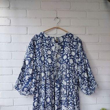 Midi-Kleid – Handbedrucktes Kleid (S/M & L/XL)