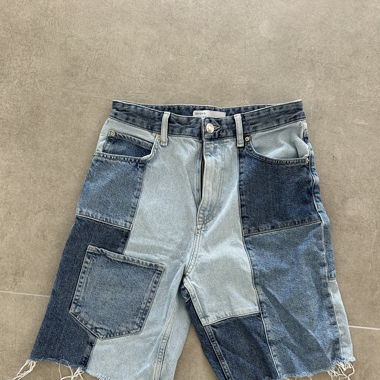 patchwork denim shorts
