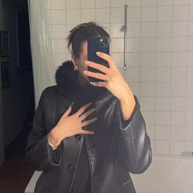 veste en cuir avec fourrure vintage