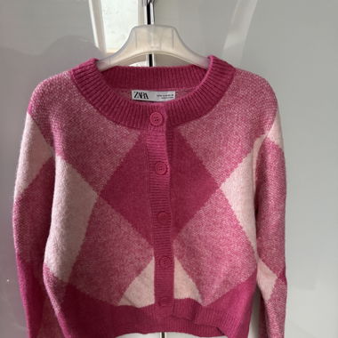 Zara Strickjacke rosa/weiss
