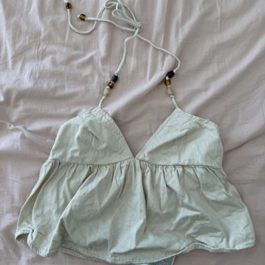 Haut en denim beige Zara