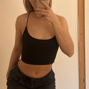 Schwarzes Crop Top mit Rücken-Schnürung