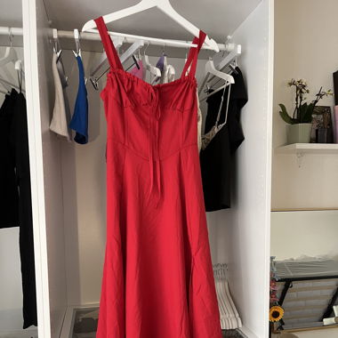 Red milkmaid dress