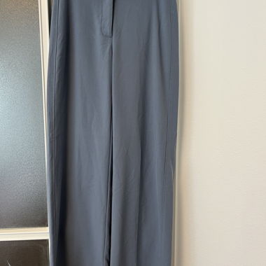 Light blue wide-leg fabric trousers