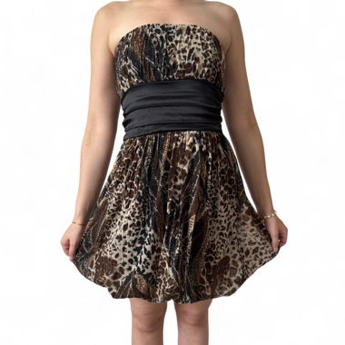 Strapless cheetah print dress 