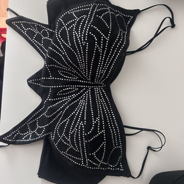 Black rhinestone butterfly top 