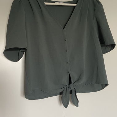 Green button-front blouse