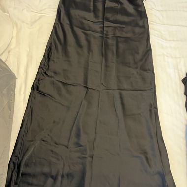 Black Satin Long Skirt