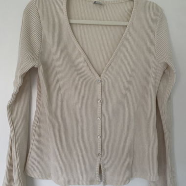 Ribbed beige cardigan