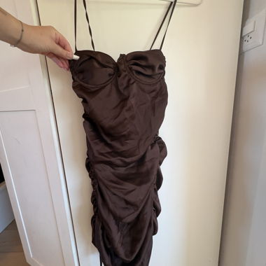 Brown Satin Dress