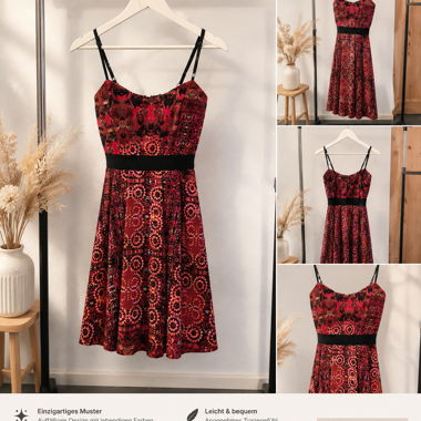 Robe à bretelles rouge noir S-M