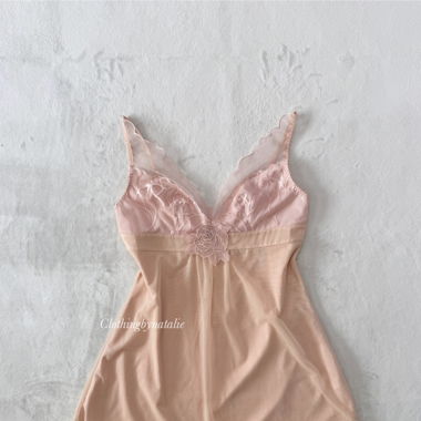 Peach Chiffon Mini Dress (S)