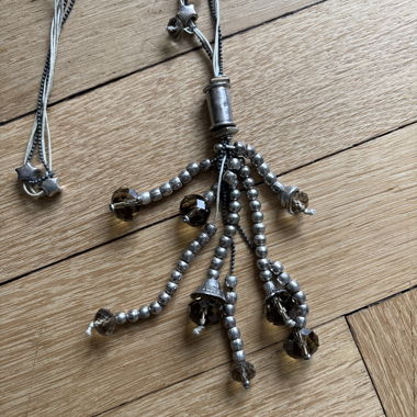 Silver Pendant Necklace with Crystal Beads