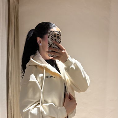 Cream-Coloured Zip Hoodie WSTRBHR Size S
