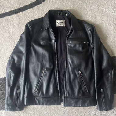 Schott Leather Jacket, Casual Black