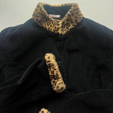 Black bomber'ish with cheetah fur details