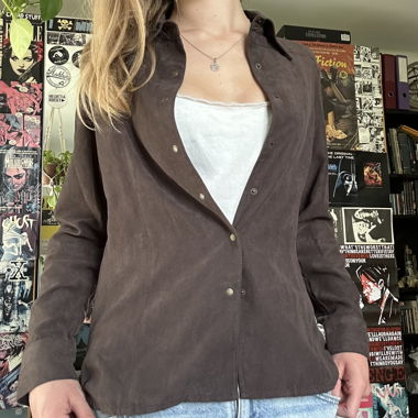 brown leather style shirt 