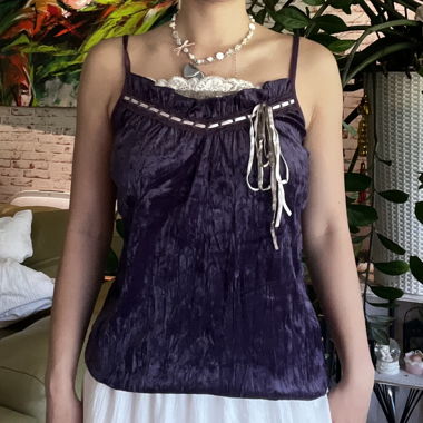 Japanisches Vintage: Dunkelviolette Samt-Camisole