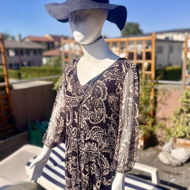 Fließende Boho-Bluse - schwarz und beige