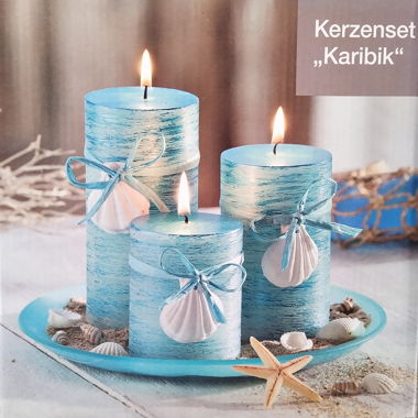 Weltbild Kerzenset "Karibik" 3 Kerzen & Deko