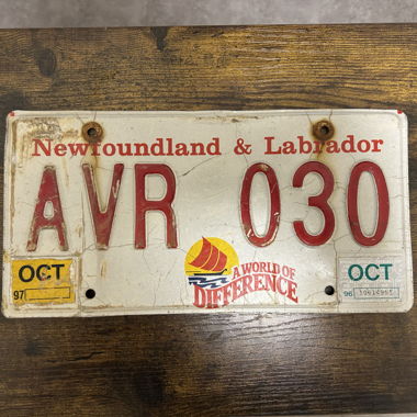Autoschild, Newfoundland Labrador AVR 030 - Kanada