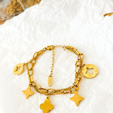 Gold Bracelet with pendants – 18k gold plated