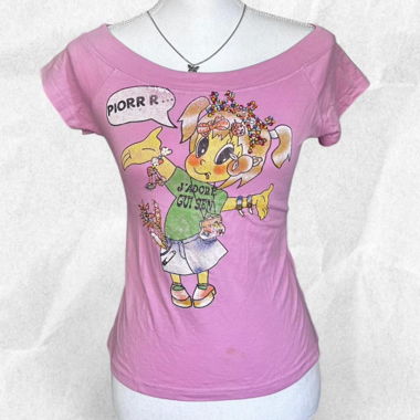 Pink Cartoon Grafik T-Shirt