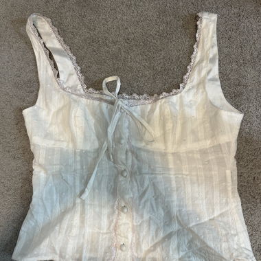 Lace Trim Button Top