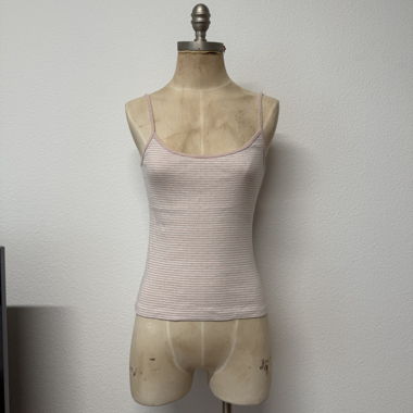 Striped spaghetti-strap top pink/white