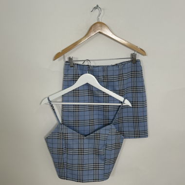 Plaid Spaghetti Strap Top and Skirt