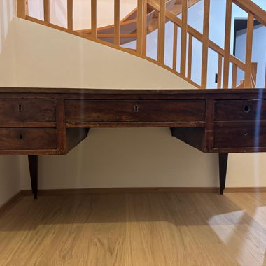 Scrivania antica in legno e pelle