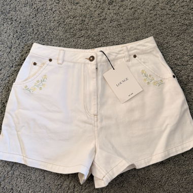 White Embroidered Shorts