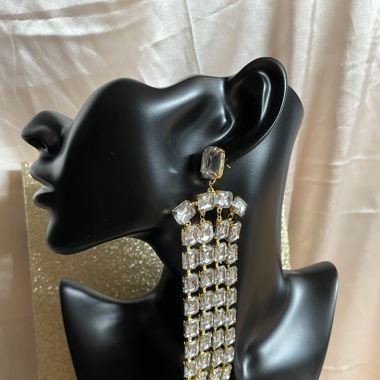 Crystal Rainfall Big Earrings 