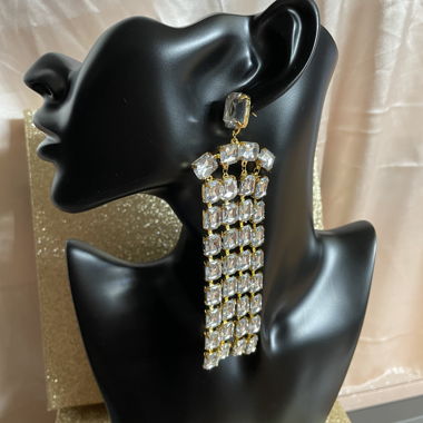 Crystal Rainfall Big Earrings 