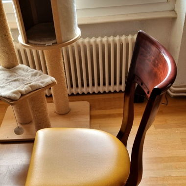 6x Chaises en bois avec assise jaune