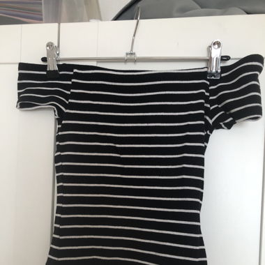 Off shoulder striped crop top