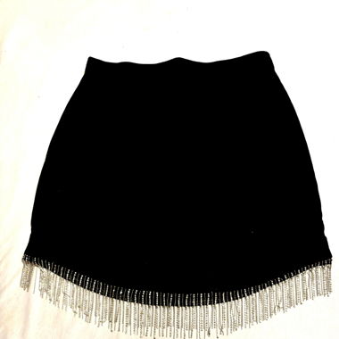 Jupe Noire à Franges Strass