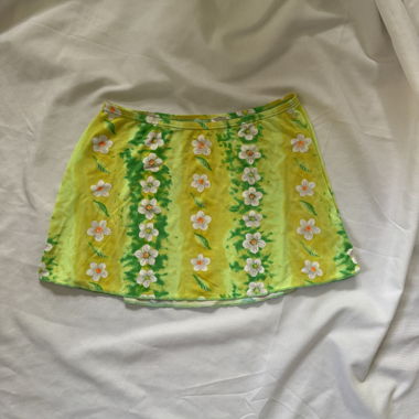 Floral Green Mini Skirt