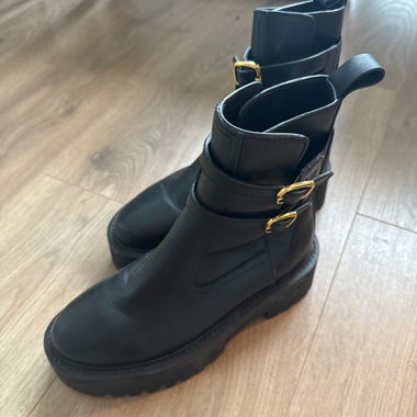 Celine Black Leather Ankle Boots - Size 36