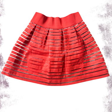 Jupe mini rouge avec bandes transparentes –S