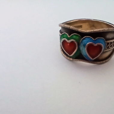 Original silver ring with hearts