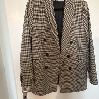 Checkered Double-Breasted Blazer