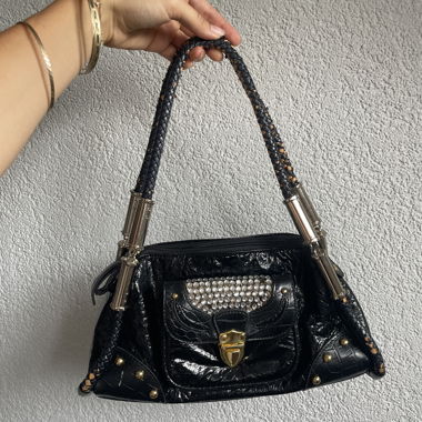 Borsa da donna nera con strass