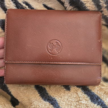 Portefeuille vintage en cuir buffle brun