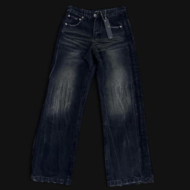 black jeans with a faded, distressed look, Size 26